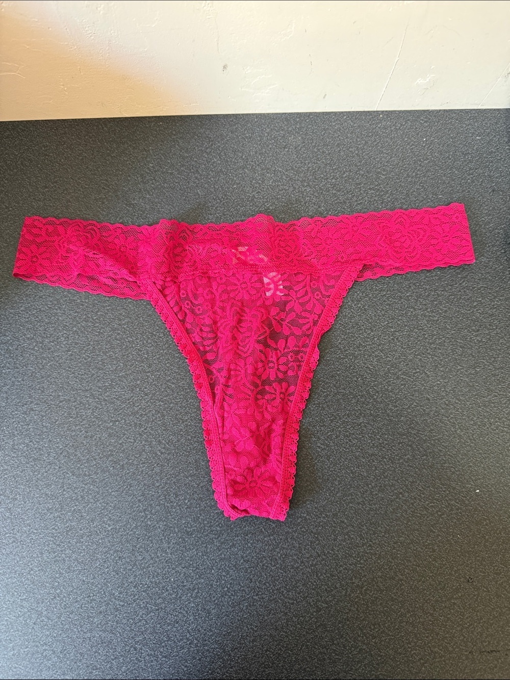 Women's Hot Pink Lace Thong